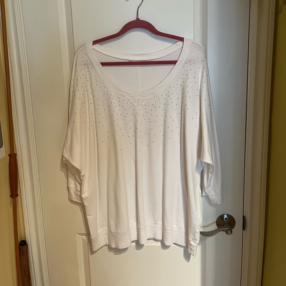 Rhinestone 3/4 Sleeve Scoop Neck